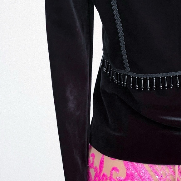 Collection We Velvet Beaded Military Cameo Jacket Black SZ S/M - Picture 9 of 13